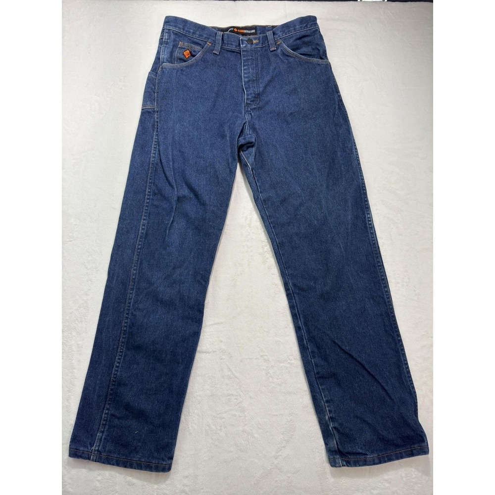 Wrangler FR13MWZ Jeans Mens 32x30 Blue Relaxed Fit Straight Leg Flame Resistant